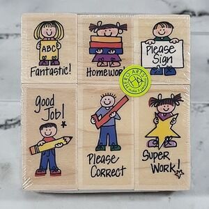 Hero Arts Mini Rubber Stamps Teacher School Homework Themed Pack Of 6 Sealed New